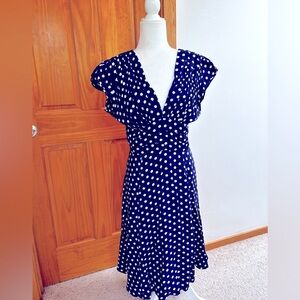 Trashy Diva Vintage 1940s Dress in Navy Polka Dots